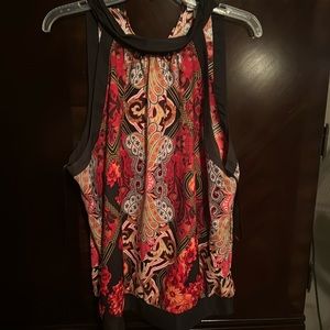 Sleeveless multicolor Red top